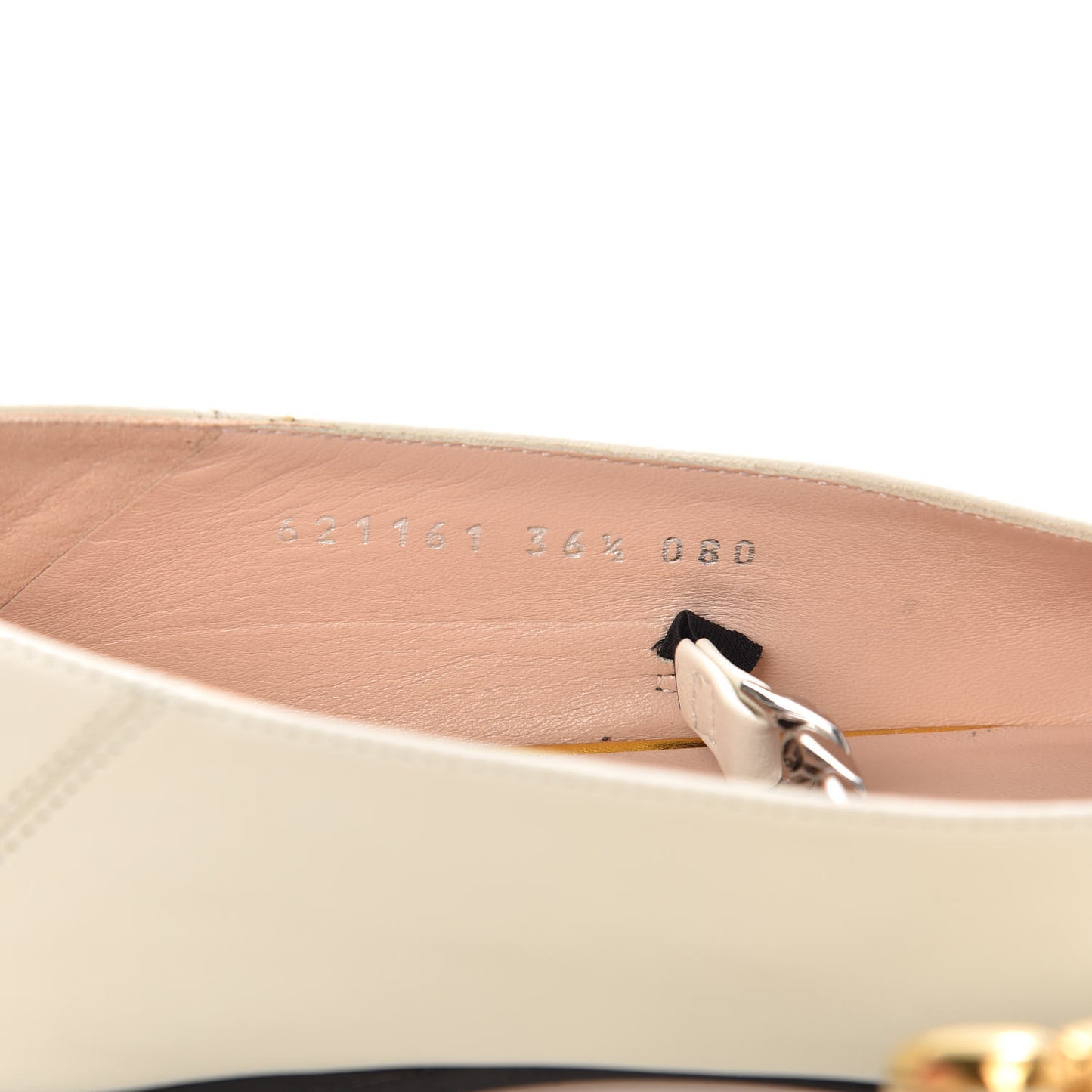 Nappa Lumiere Deva Horsebit Chain Embellished Flats 36.5 Dusty White