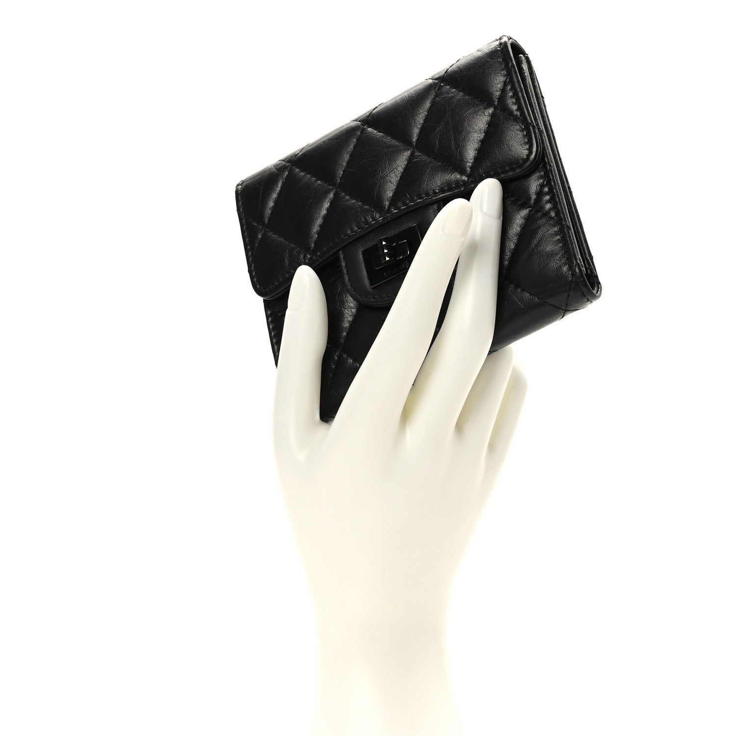 Chanel Aged Calfskin Quilted Reissue Compact Wallet So Black 2 of 8