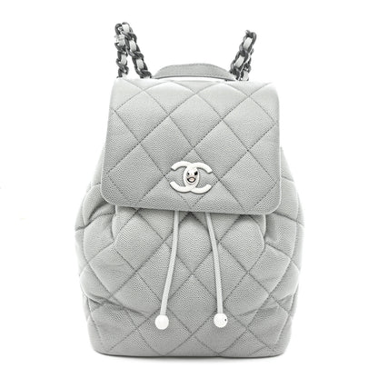 Chanel Shaded Caviar Quilted Lacquered CC My Everything Drawstring Backpack Dark Grey Light Grey 1 of 11