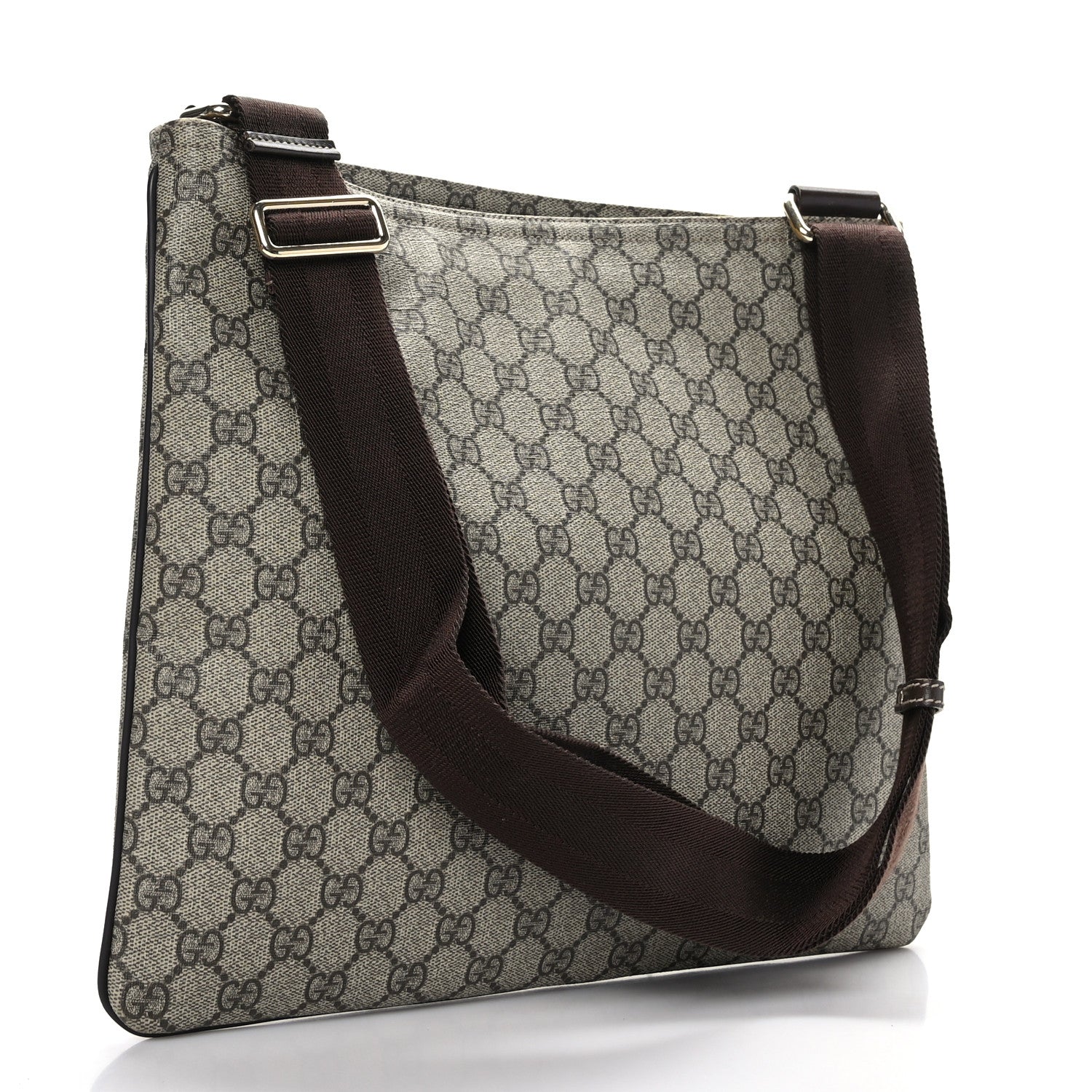 Gucci GG Supreme Monogram Medium Flat Messenger Bag Dark Brown 3 of 9