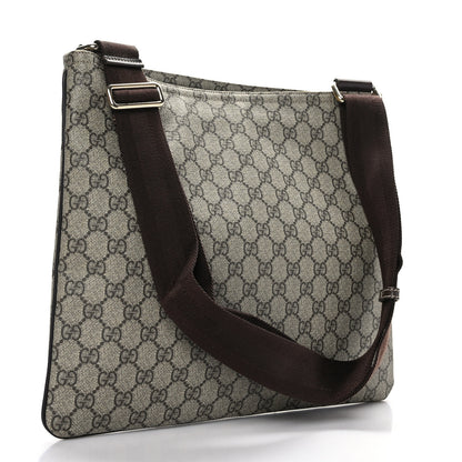 Gucci GG Supreme Monogram Medium Flat Messenger Bag Dark Brown 3 of 9
