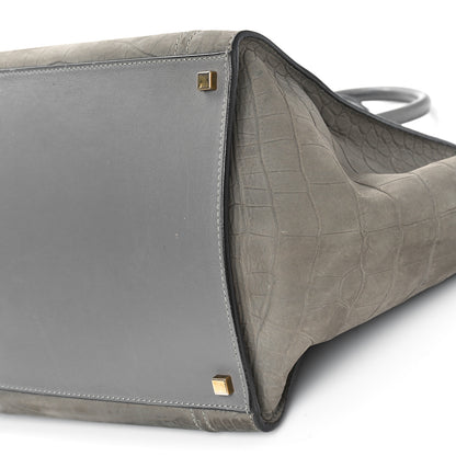 Celine Crocodile Embossed Nubuck Medium Phantom Luggage Grey 8 of 11