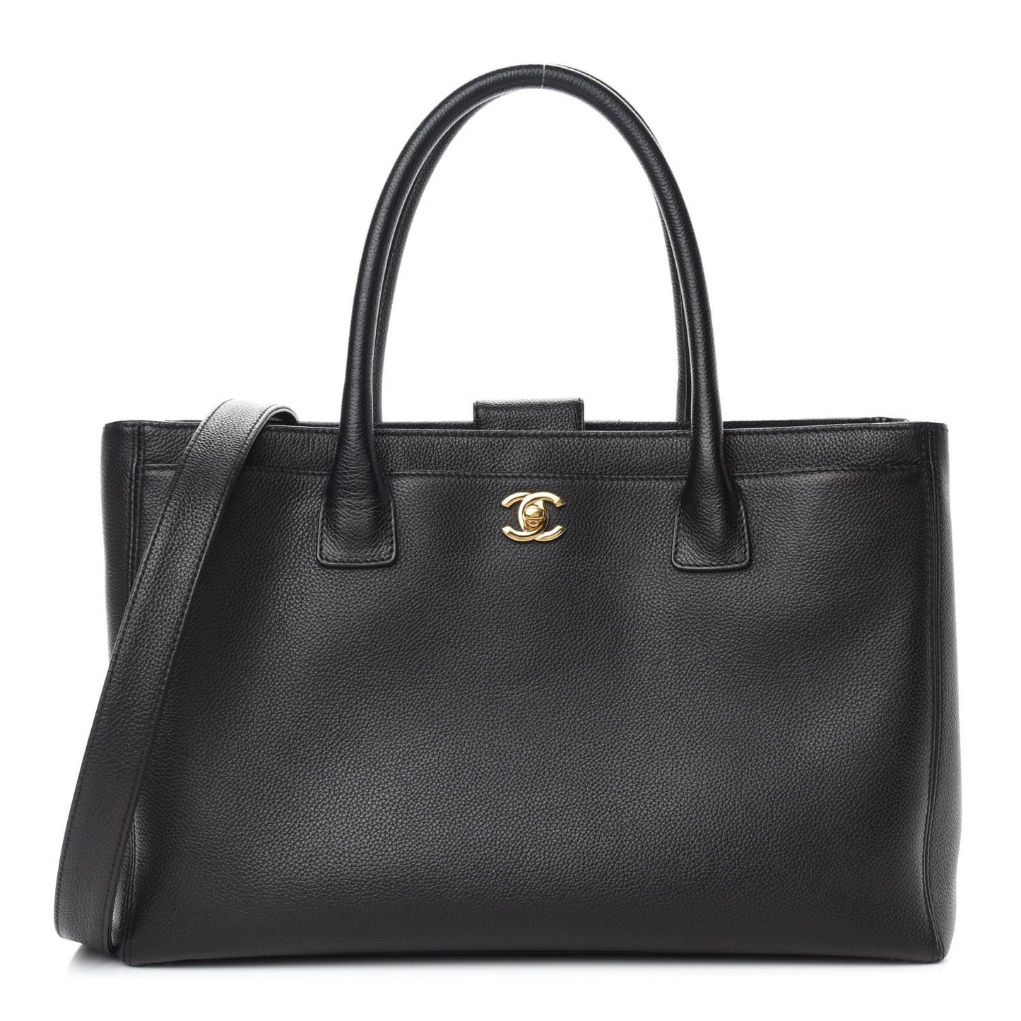Calfskin Cerf Executive Shopper Tote Black