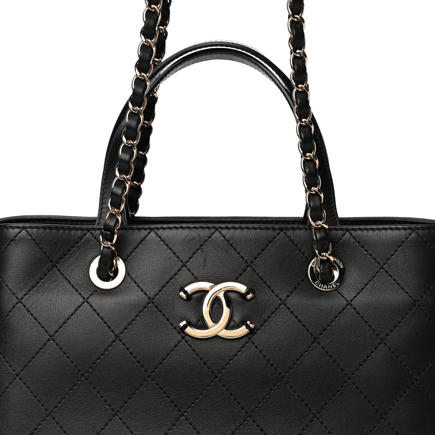 Calfskin Large Serial Shopper Tote Black