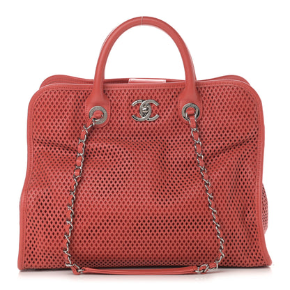 Chanel Calfskin Perforated Up In The Air Tote Red 1 of 12