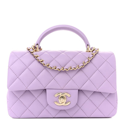 Chanel Lambskin Quilted Mini Top Handle Rectangular Flap Light Purple 1 of 10