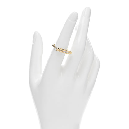 David Yurman 18K Yellow Gold Diamond Lexington Barrel Ring 53 6.5 2 of 5