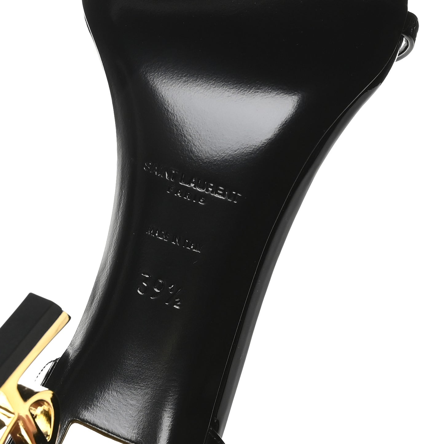 Patent Calfskin Opyum 85 Sandals 39.5 Black Gold