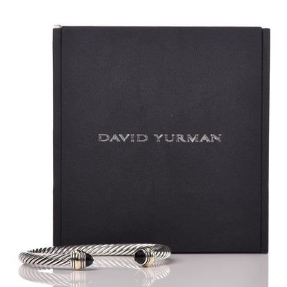 David Yurman Sterling Silver 14K Yellow Gold Black Onyx 5mm Cable Classics Bracelet 6 of 6