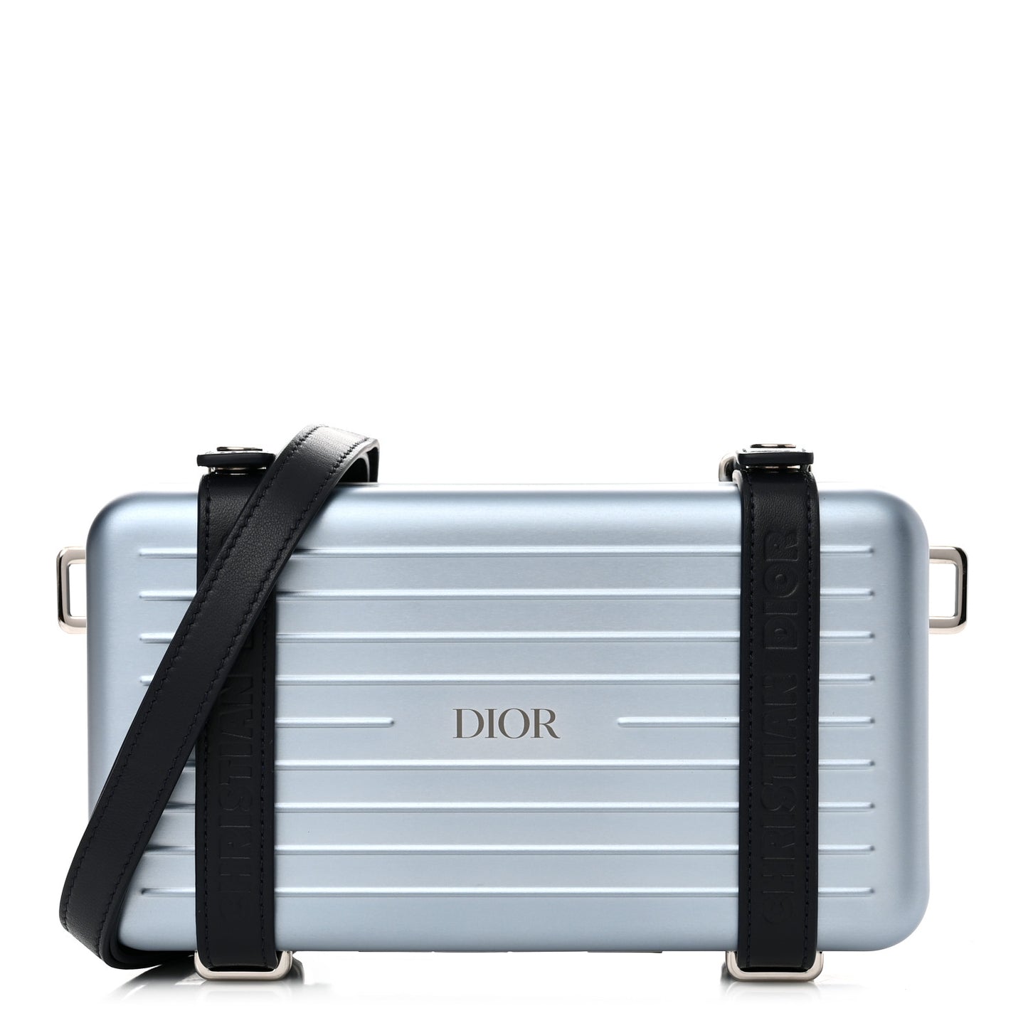 X RIMOWA Aluminum Personal Clutch On Strap Bleu