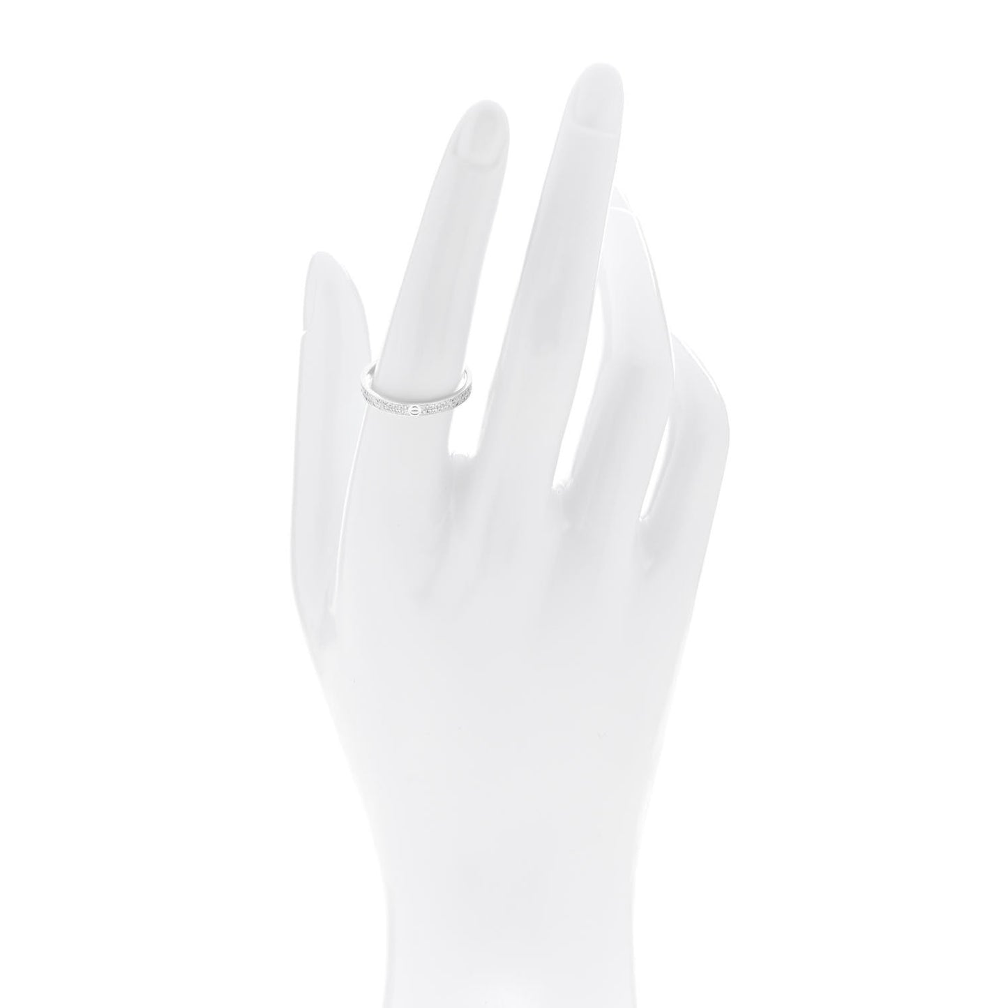 18K White Gold Diamond 2.6mm LOVE Paved Band Ring 56 7.75