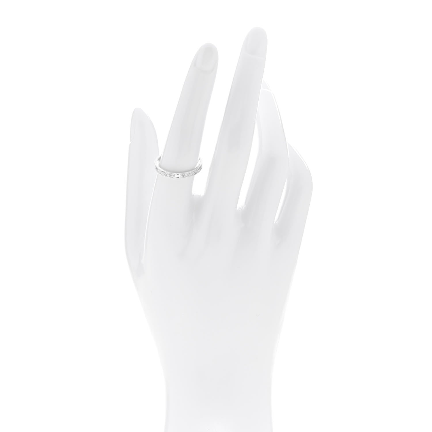 Cartier 18K White Gold Diamond 2.6mm LOVE Paved Band Ring 56 7.75 2 of 5