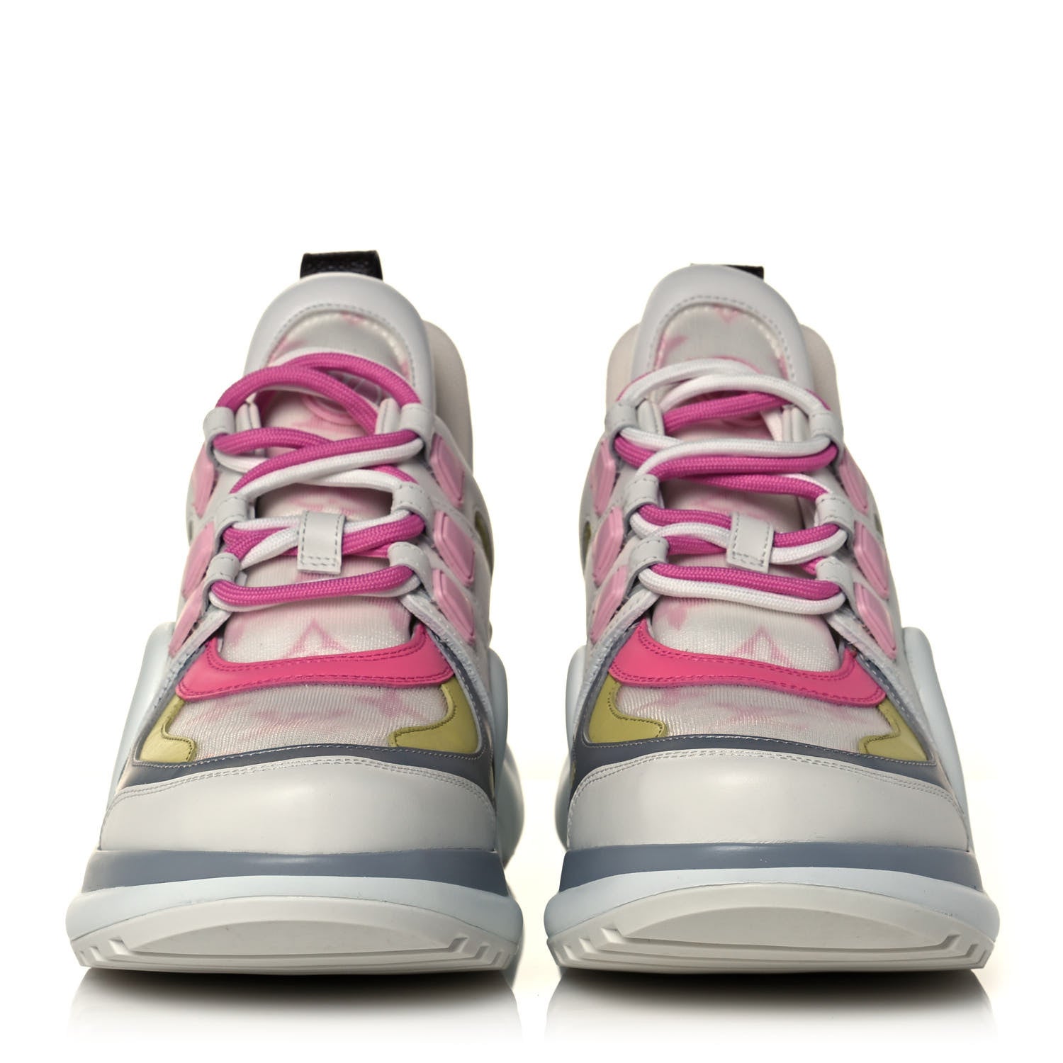 Louis Vuitton Calfskin Technical Nylon LV Archlight Sneakers 38 White Pink Yellow 2 of 8
