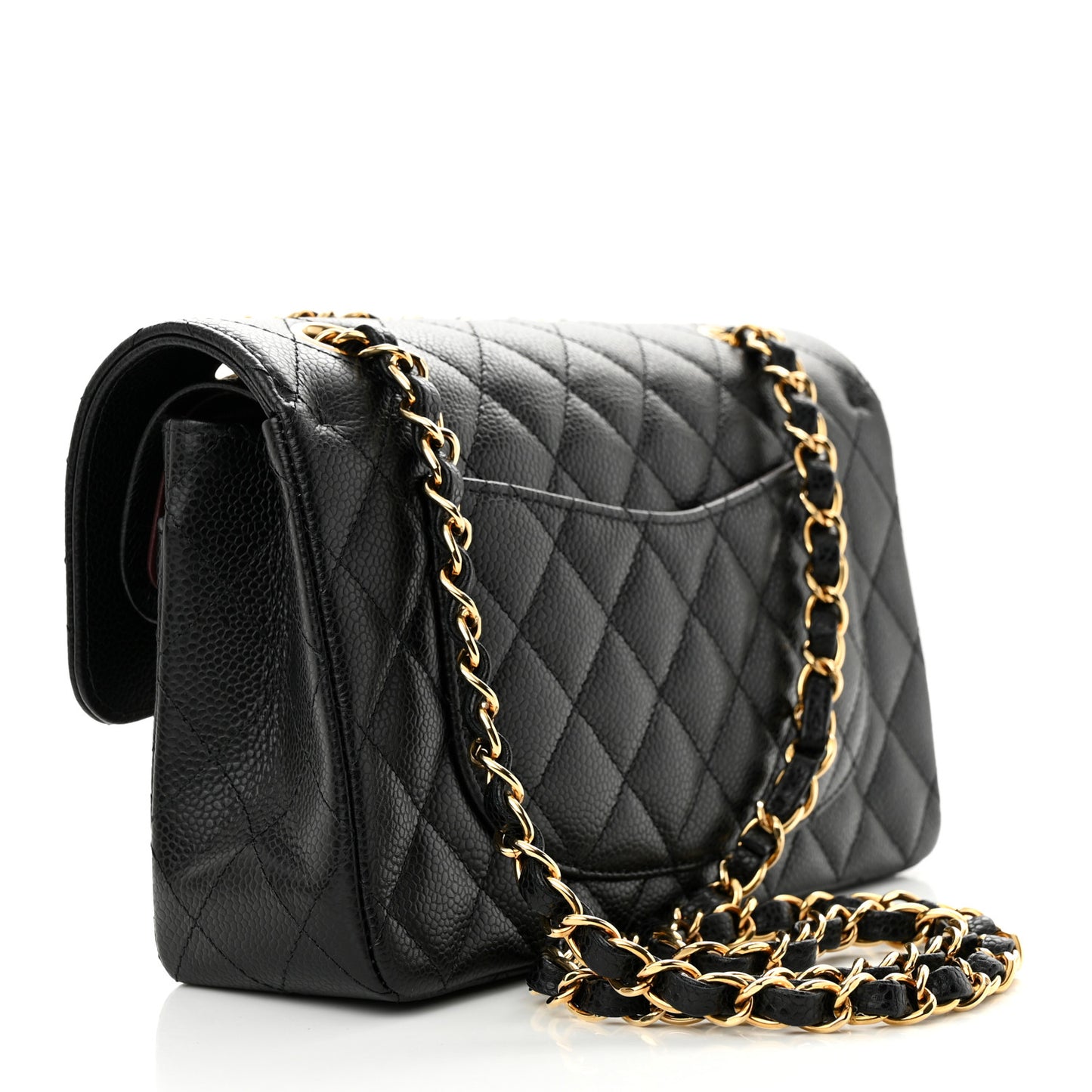 Caviar Quilted Small Double Flap Black