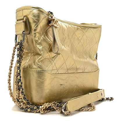 Chanel Metallic Lambskin Calfskin Quilted Medium Gabrielle Hobo Gold 3 of 13