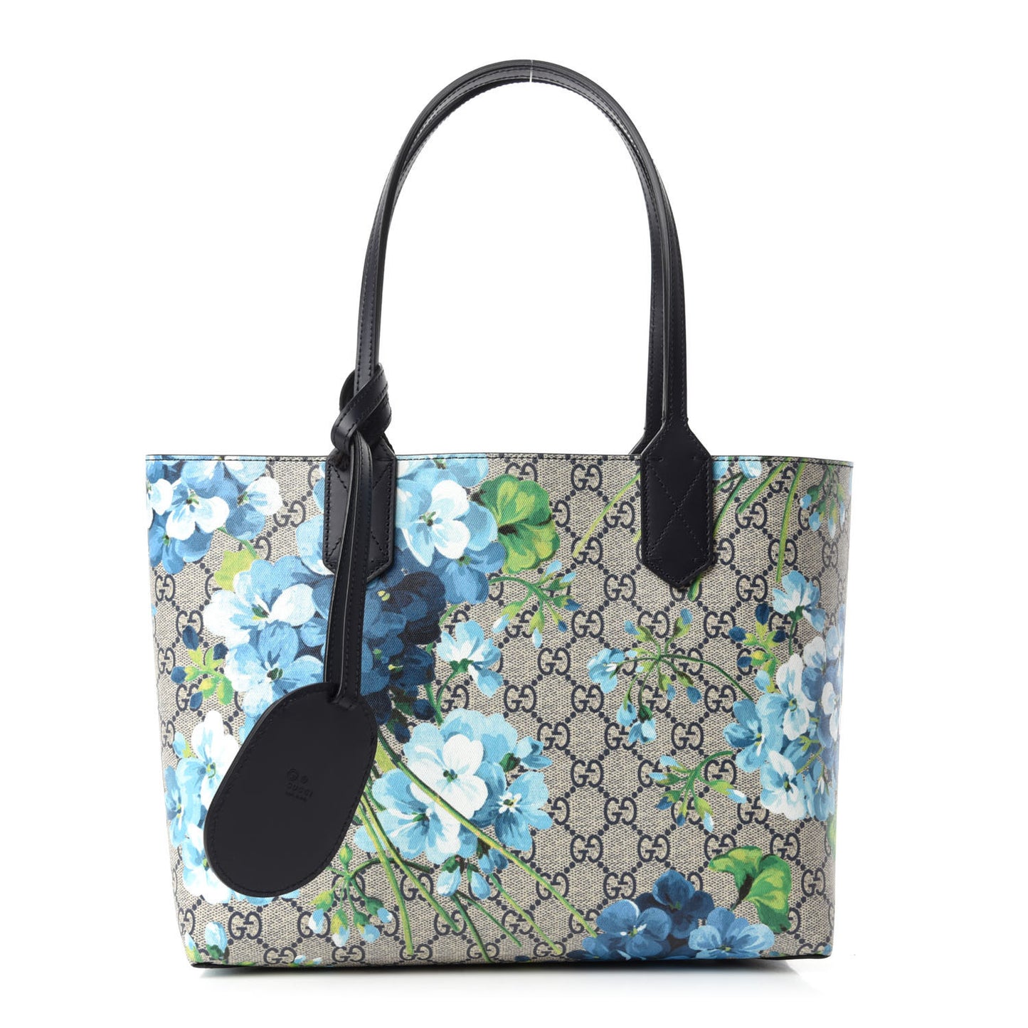 GG Supreme Monogram Blooms Small Reversible Tote Beige Blue Navy