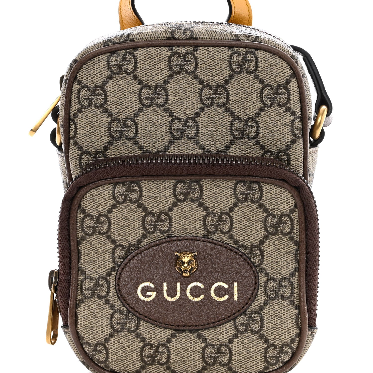 Gucci GG Supreme Monogram Mini Neo Vintage Double Zip Messenger Bag Beige New Acero Crop 8 of 15