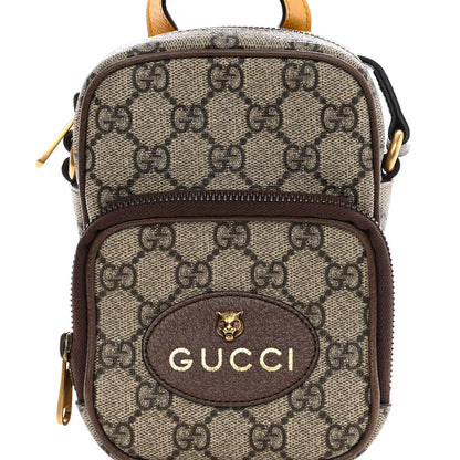 Gucci GG Supreme Monogram Mini Neo Vintage Double Zip Messenger Bag Beige New Acero Crop 8 of 15