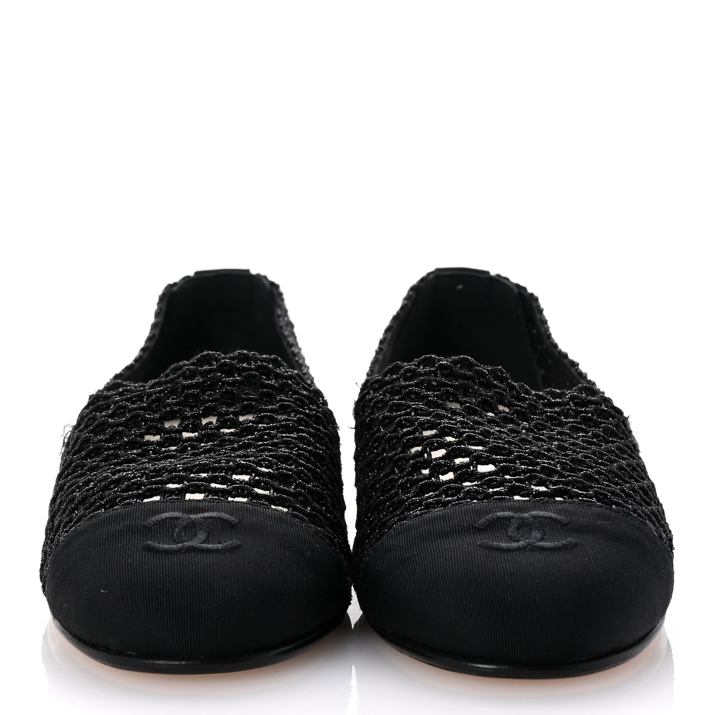 Knit Grosgrain Cap Toe CC Moccasin Loafers  36.5 Black