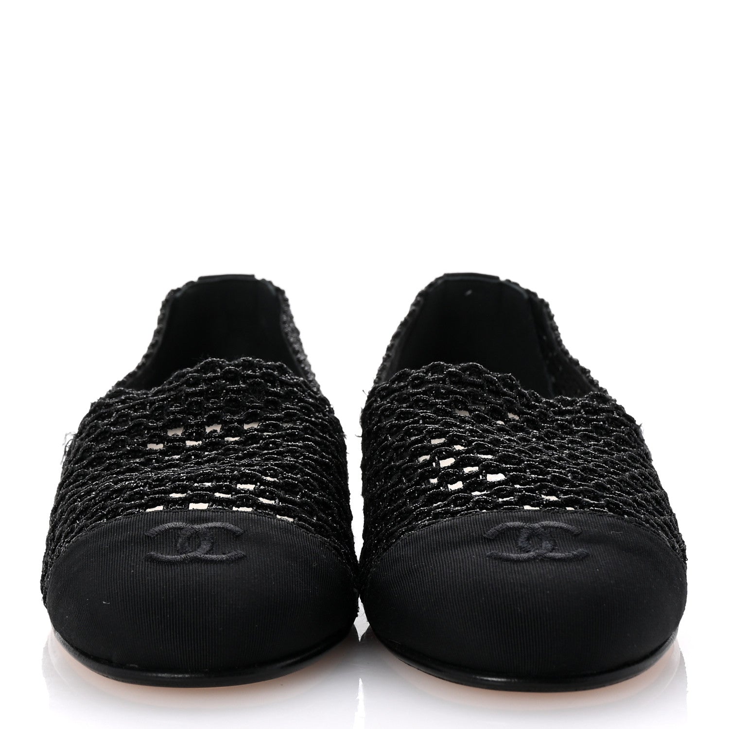Chanel Knit Grosgrain Cap Toe CC Moccasin Loafers  36.5 Black 3 of 9