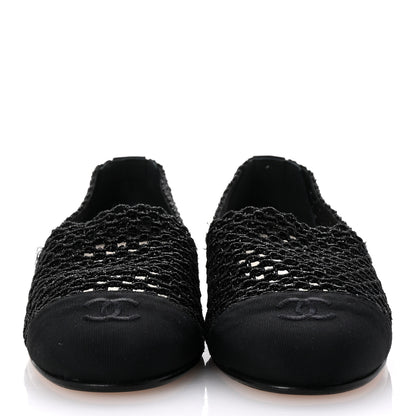 Chanel Knit Grosgrain Cap Toe CC Moccasin Loafers  36.5 Black 3 of 9