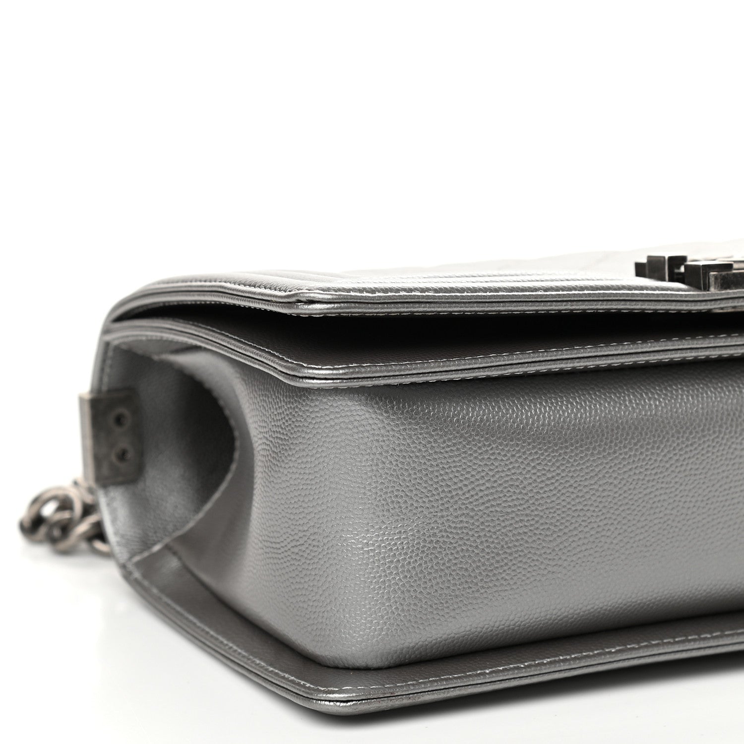 Chanel Metallic Caviar Quilted Medium Boy Flap Silver 8 of 9