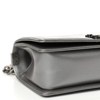 Chanel Metallic Caviar Quilted Medium Boy Flap Silver 8 of 9
