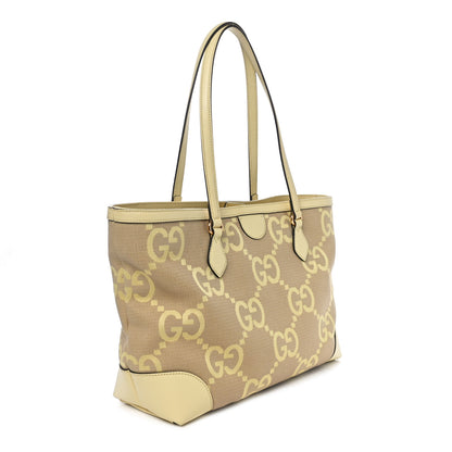 Gucci Monogram Jumbo GG Textured Dollar Calfskin Medium Ophidia Shopping Tote Beige Yellow 3 of 10