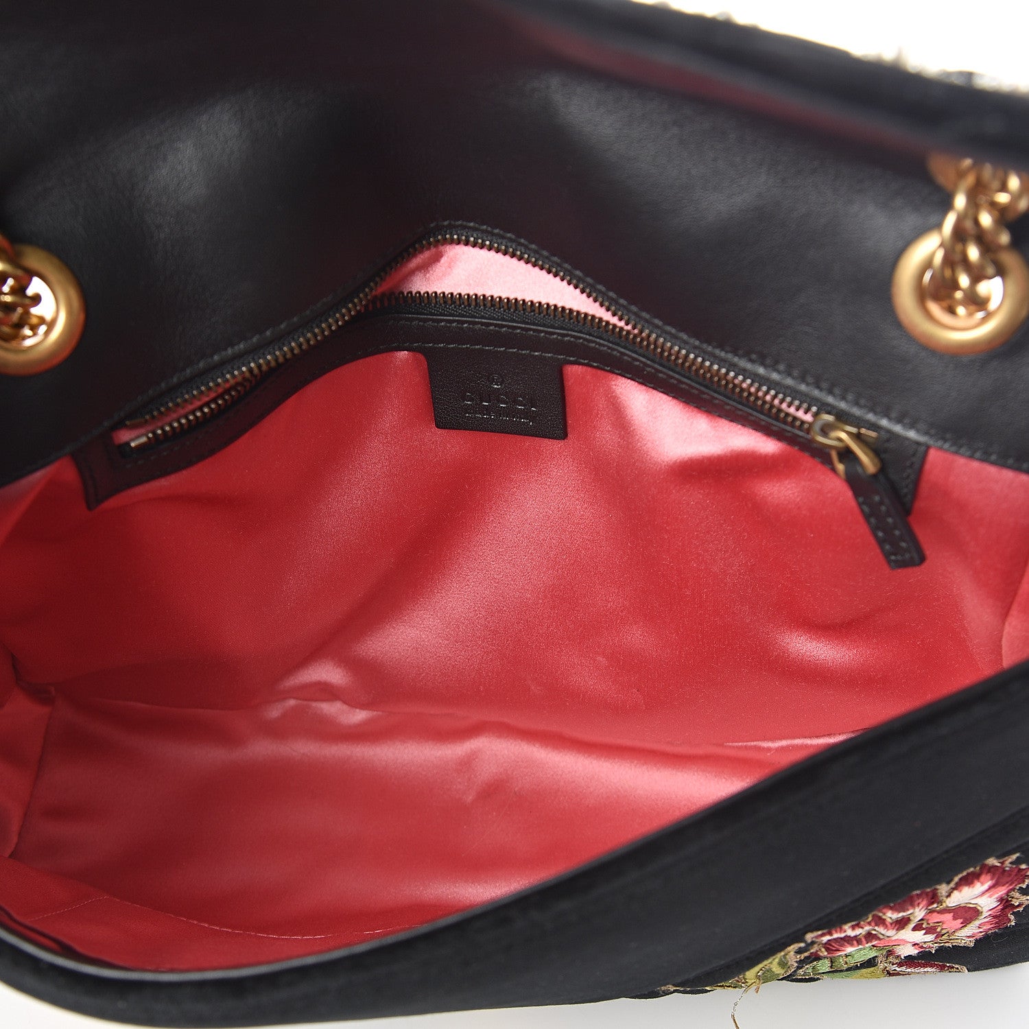 Gucci Velvet Matelasse Loved Embroidered Medium GG Marmont Shoulder Bag Black 4 of 8