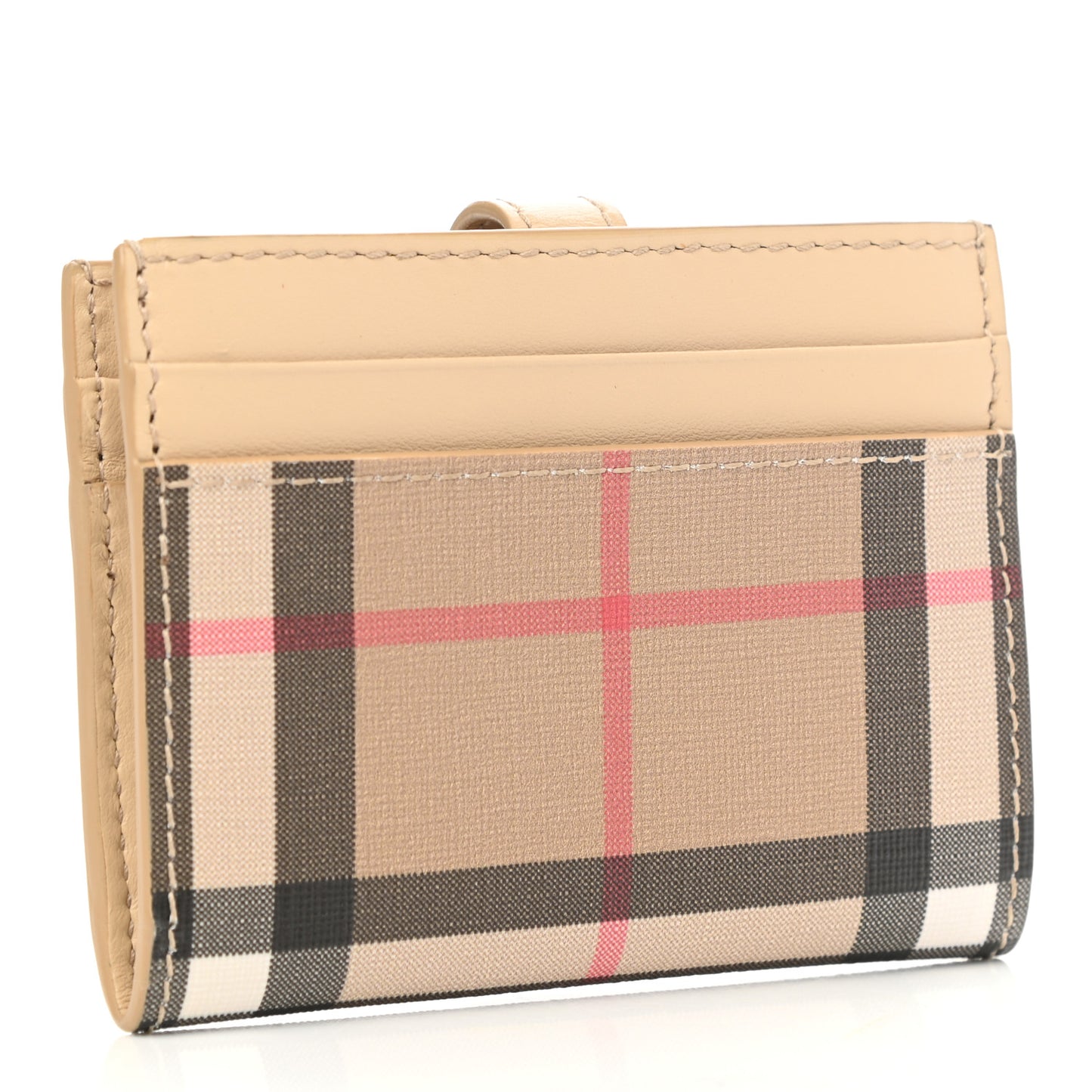 Coated Canvas House Check Folding Wallet Beige