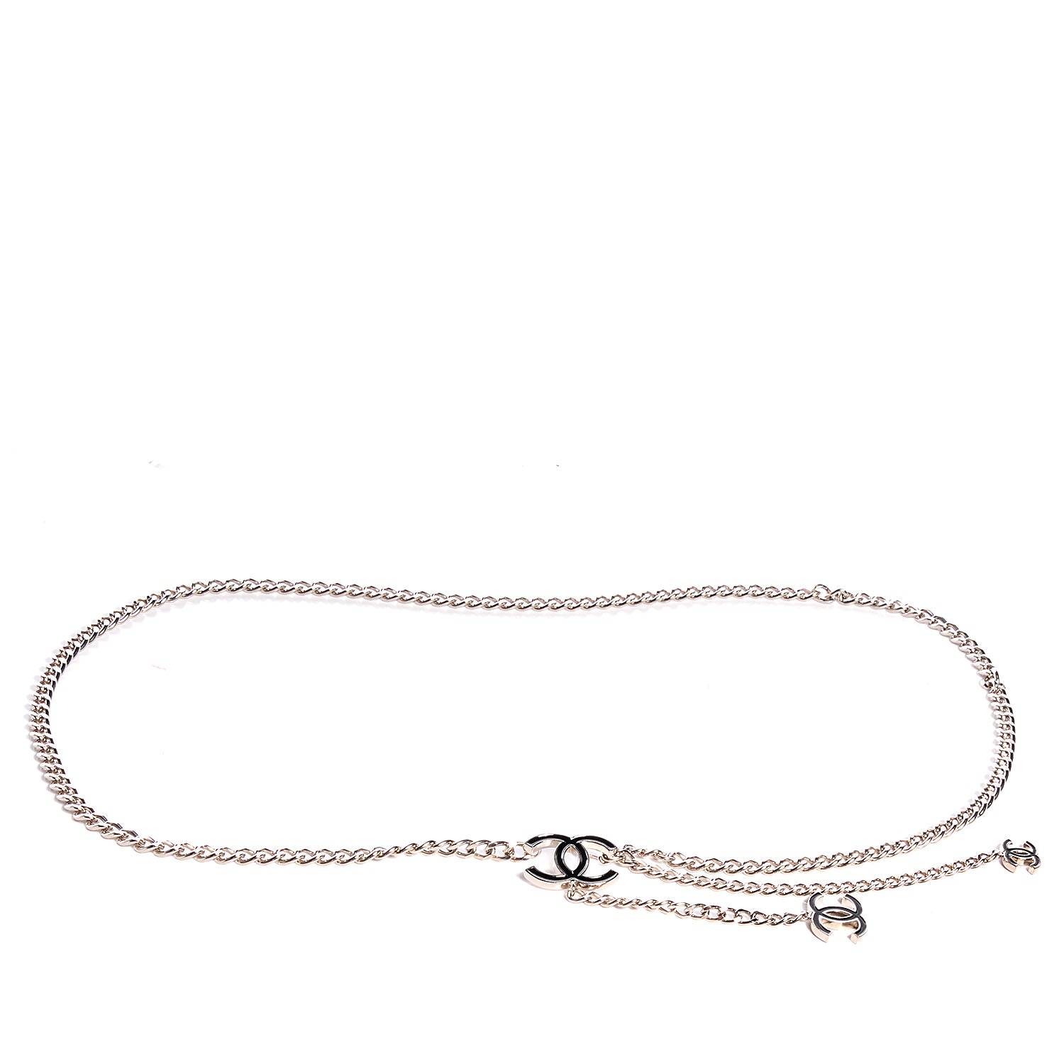 Chanel Enamel CC Chain Belt Silver Black 1 of 5