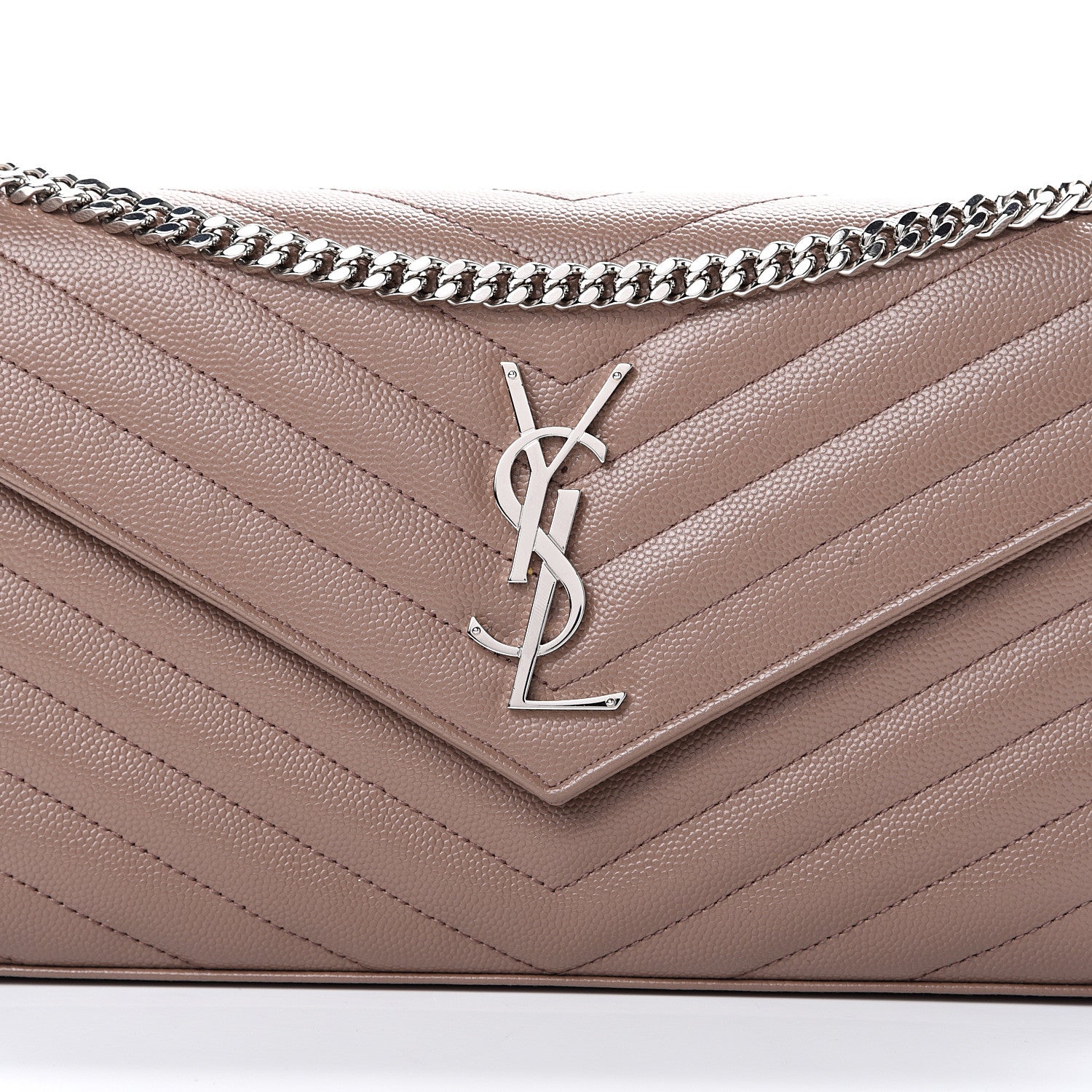 Saint Laurent Grain De Poudre Matelasse Chevron Monogram Chain Wallet Fard 10 of 16