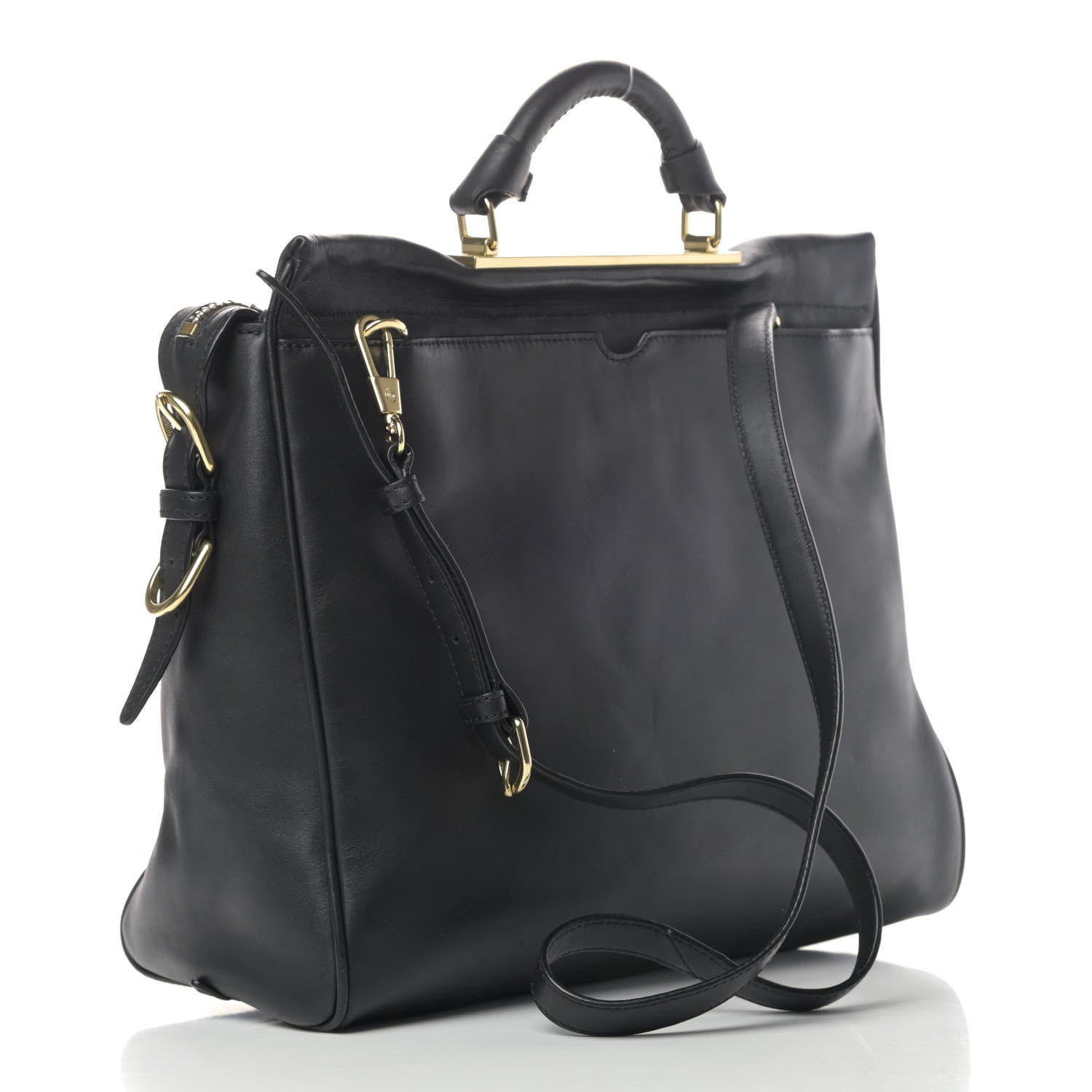3.1 Phillip Lim Goat Fur Calfskin Ryder Satchel Black 2 of 4