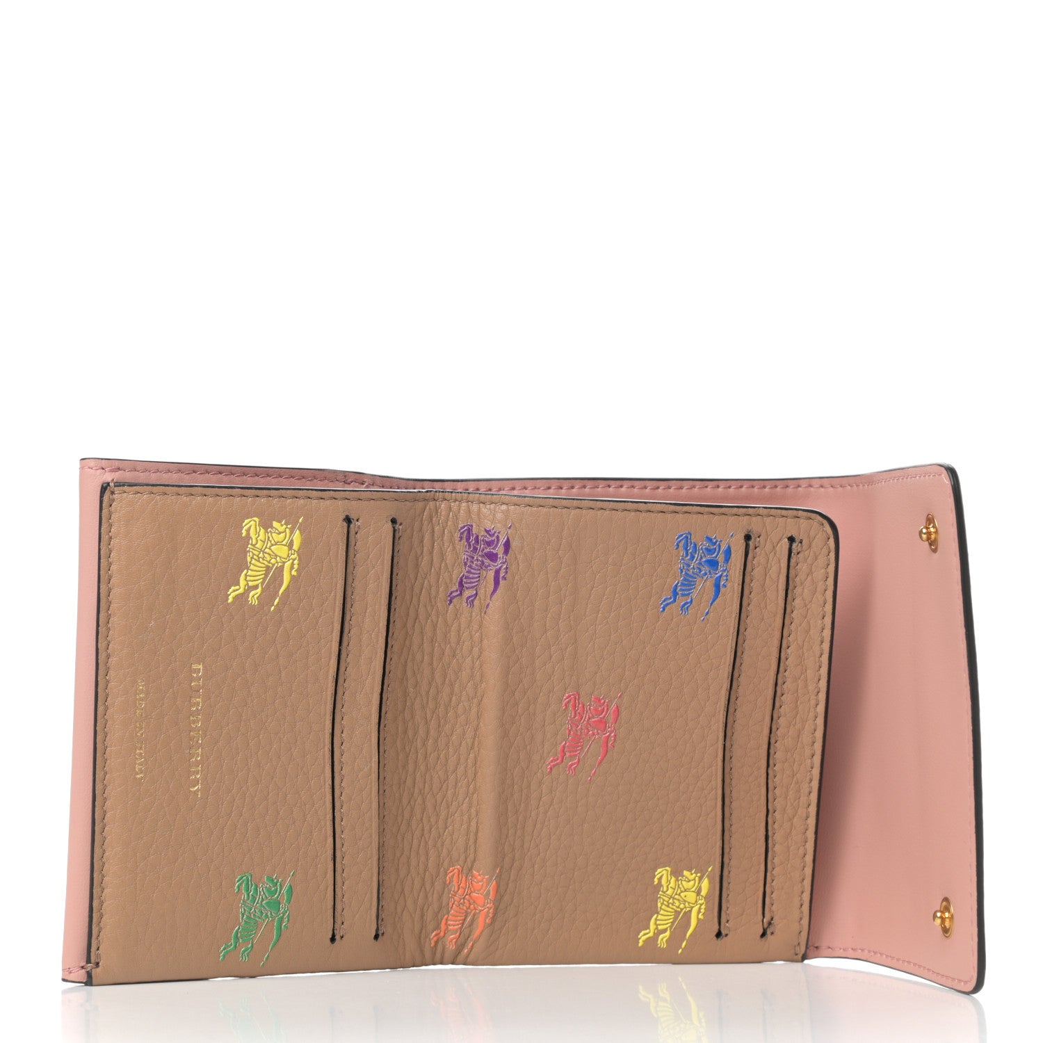 Burberry Grained Calfskin EKD Tri-Fold Compact Wallet Light Camel 5 of 6