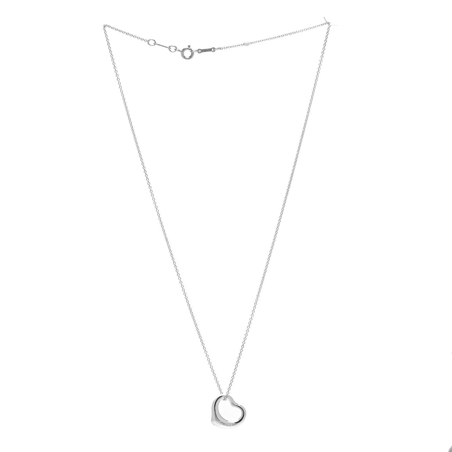 Sterling Silver 16mm Elsa Peretti Open Heart Pendant Necklace
