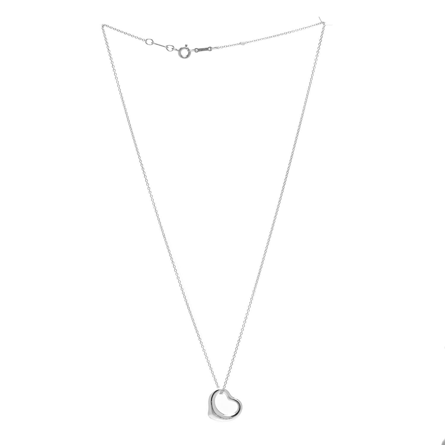 Tiffany Sterling Silver 16mm Elsa Peretti Open Heart Pendant Necklace 2 of 5