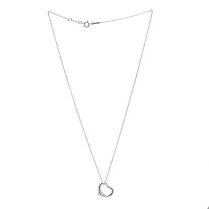 Tiffany Sterling Silver 16mm Elsa Peretti Open Heart Pendant Necklace 2 of 5