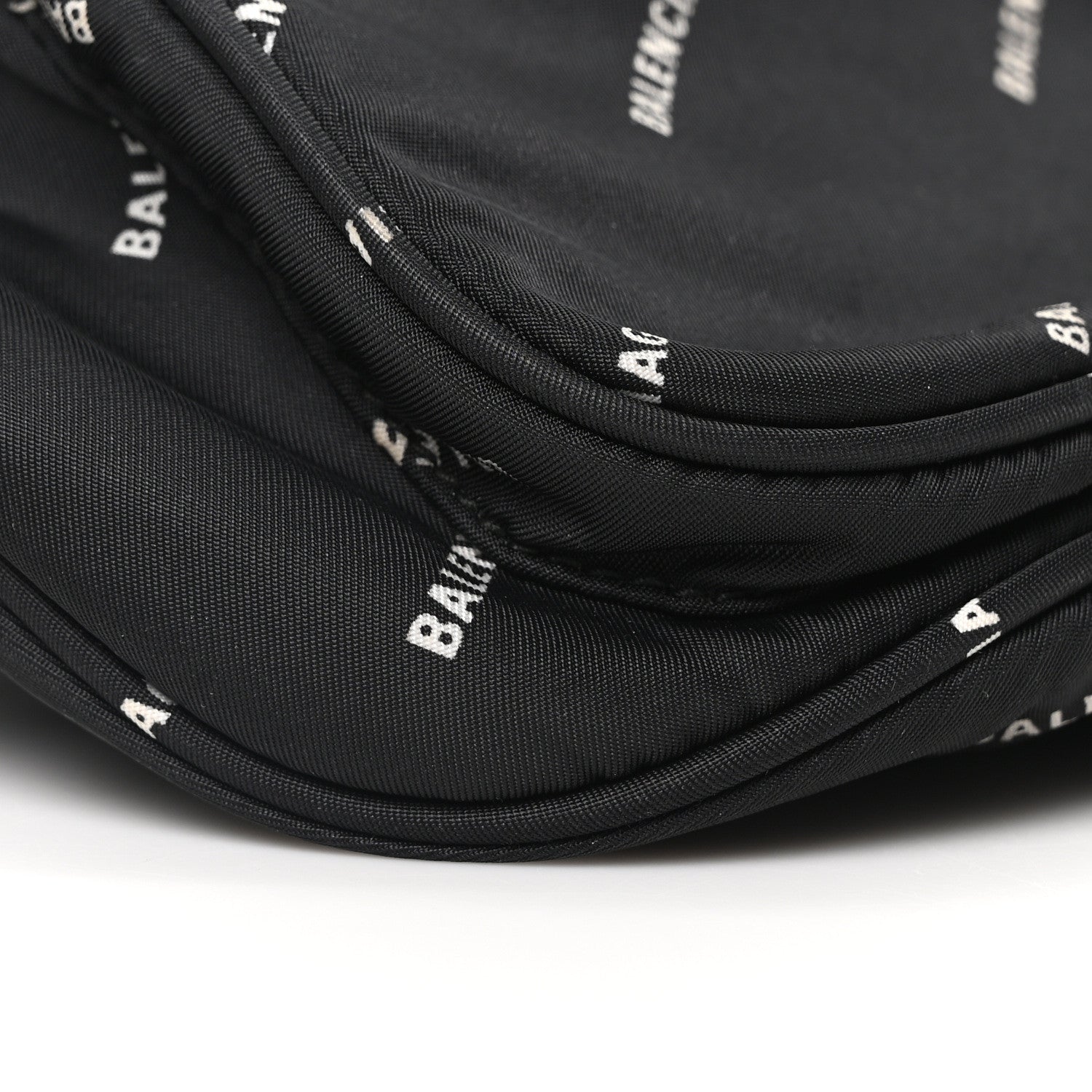 Balenciaga Twill Nylon Allover Logo Explorer Beltpack Black White 10 of 11