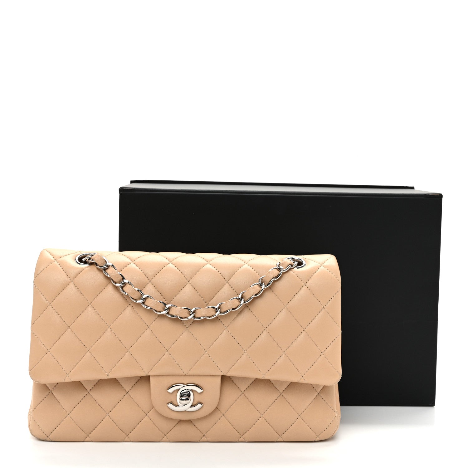 Chanel Lambskin Quilted Medium Double Flap Beige 12 of 12