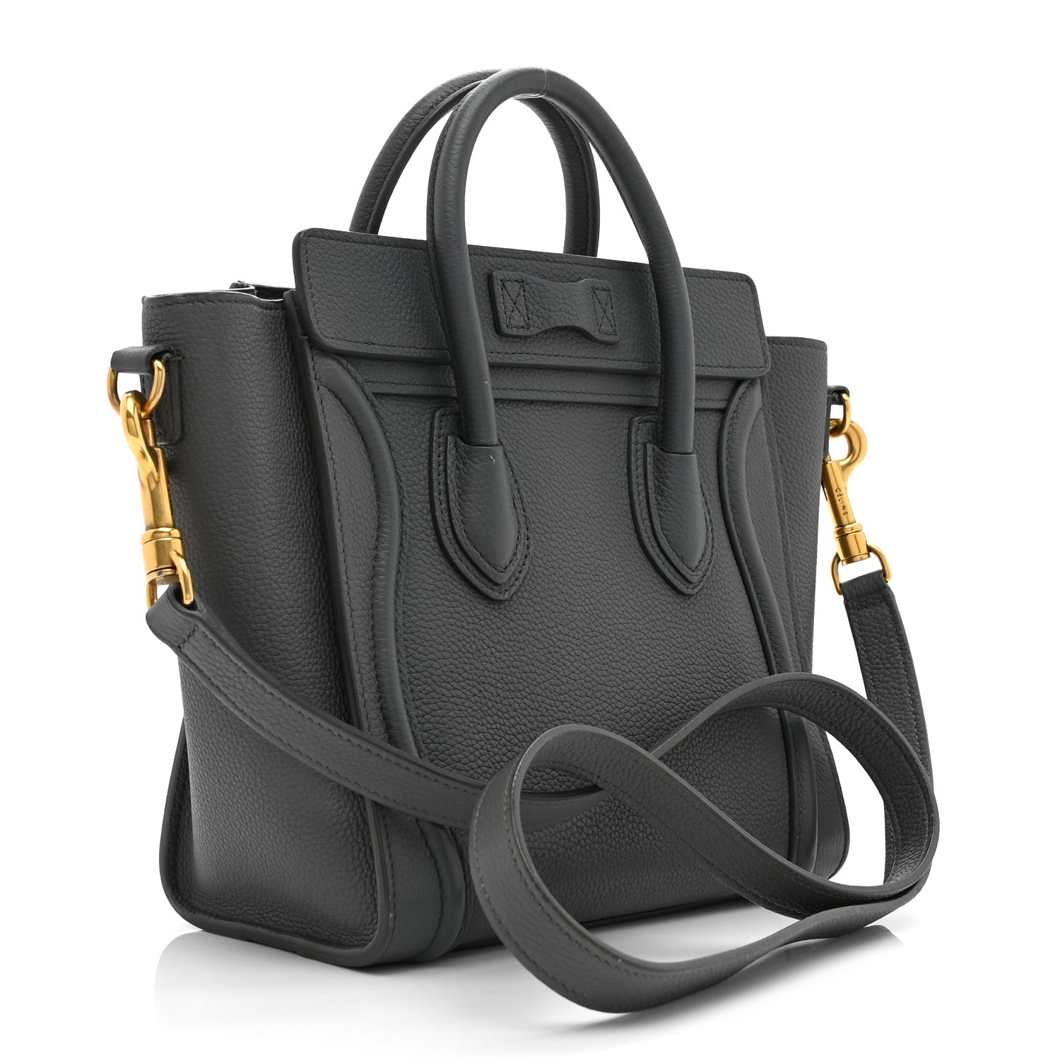 Celine Drummed Calfskin Nano Luggage Kohl 3 of 13