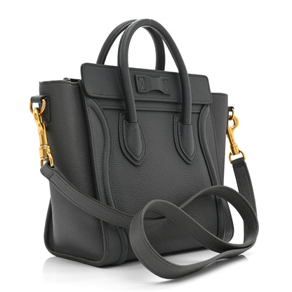 Celine Drummed Calfskin Nano Luggage Kohl 3 of 13