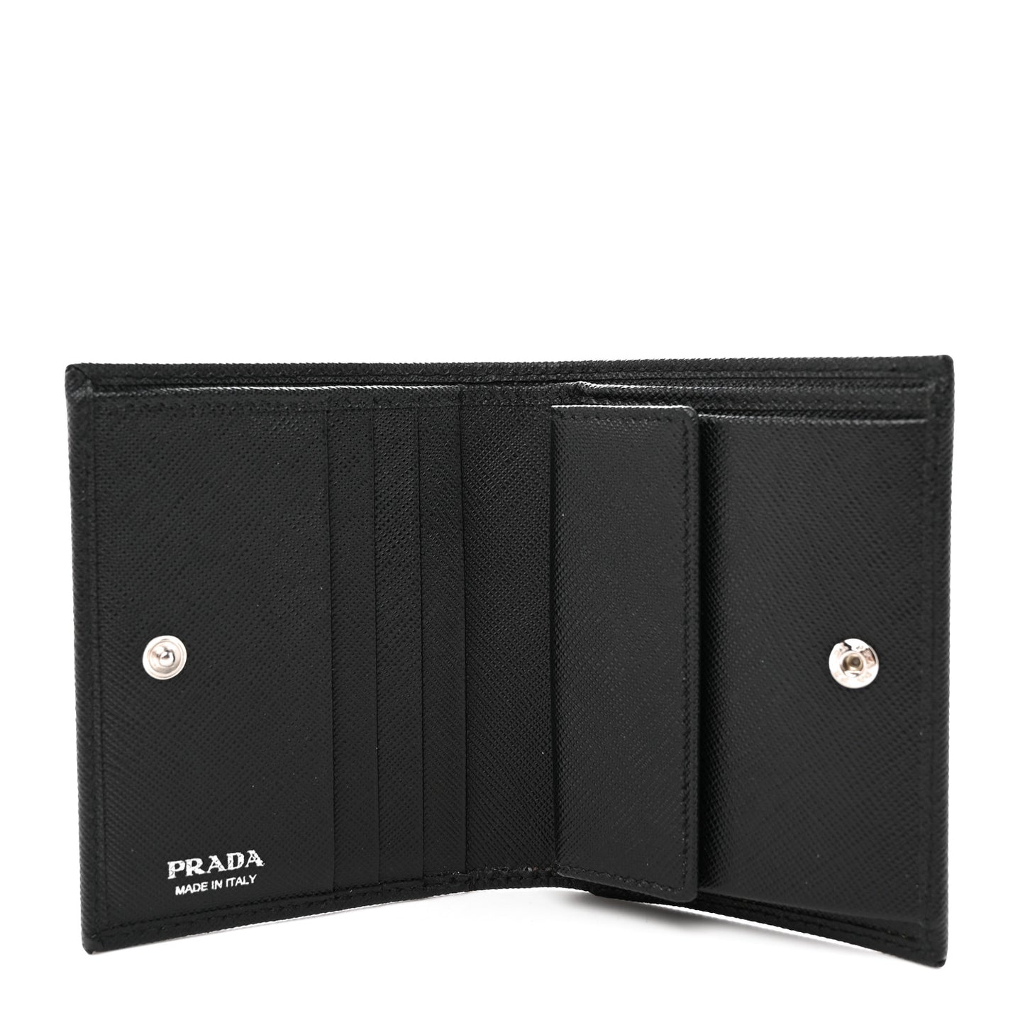 Saffiano Small Triangle Bi-Fold Wallet Black