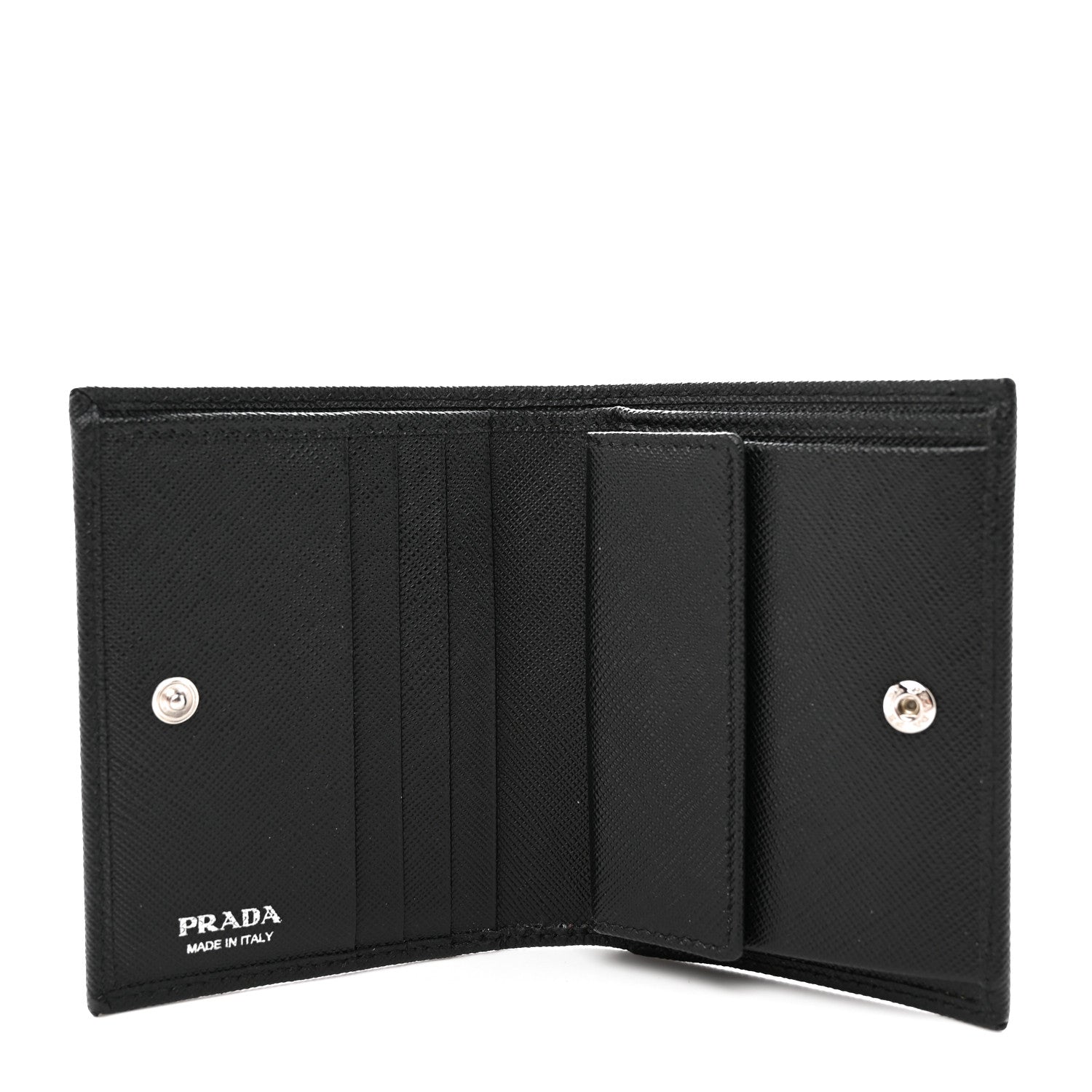 Prada Saffiano Small Triangle Bi-Fold Wallet Black 5 of 10