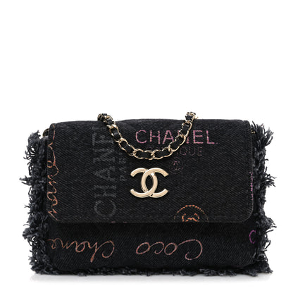 Chanel Denim Quilted Denim Mood Clutch With Chain Black Multicolor 1 of 10