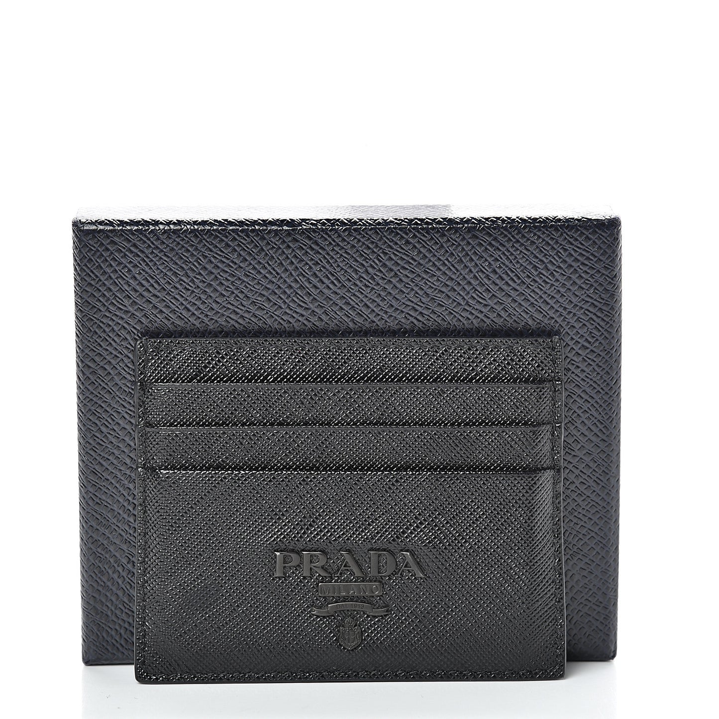 Saffiano Shine Monochrome Card Holder Black