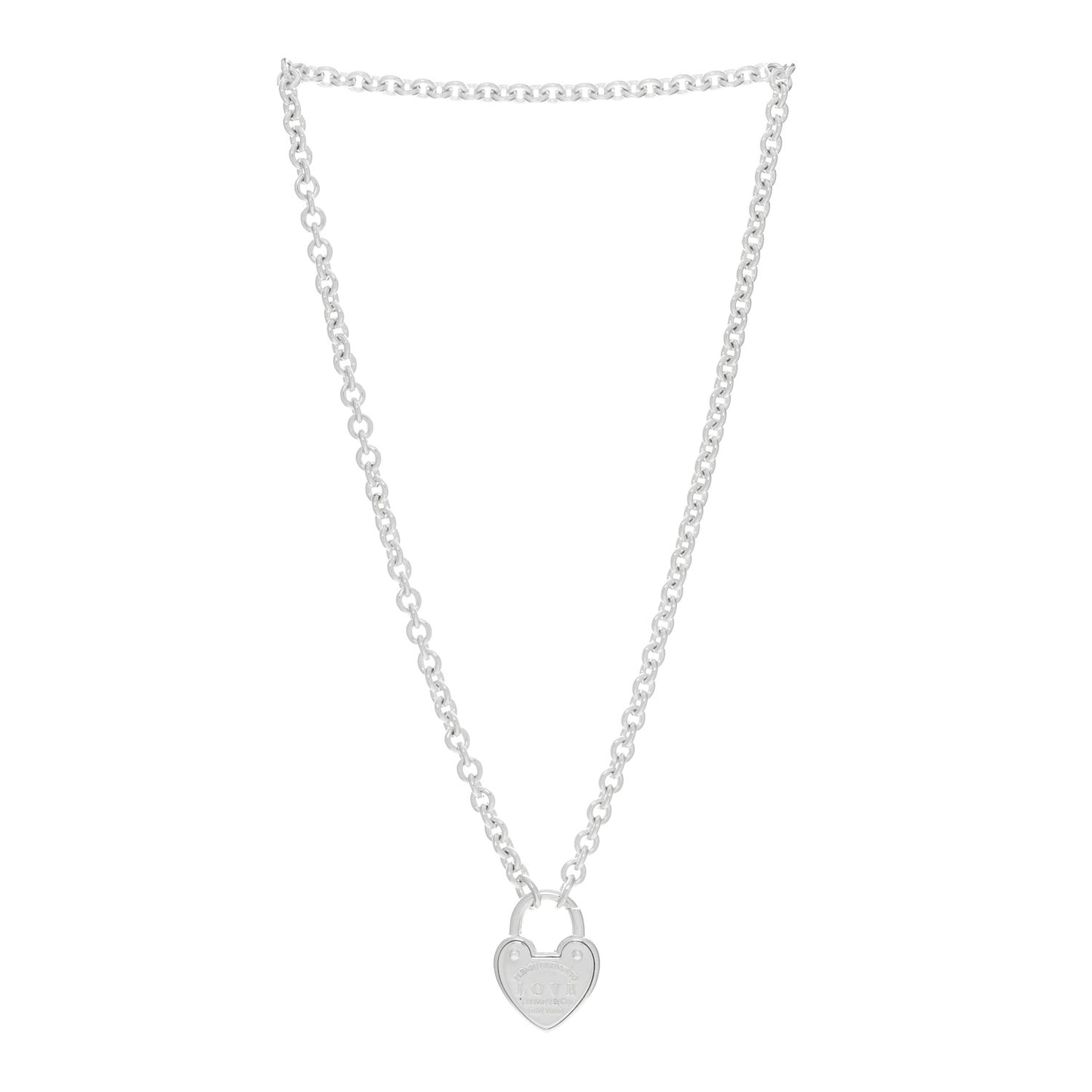 Sterling Silver Return To Tiffany Love Heart Lock Pendant Necklace