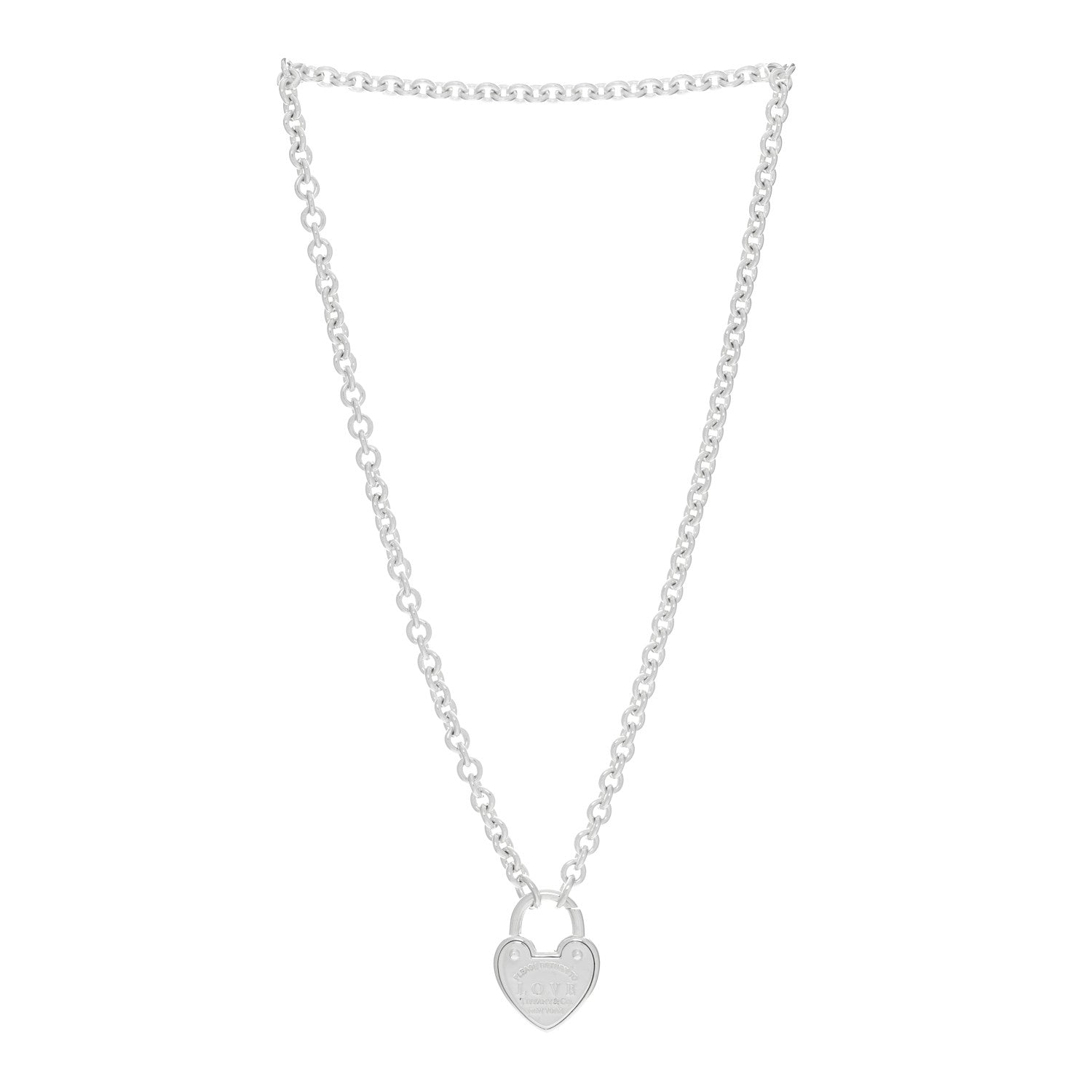 Tiffany Sterling Silver Return To Tiffany Love Heart Lock Pendant Necklace 2 of 3
