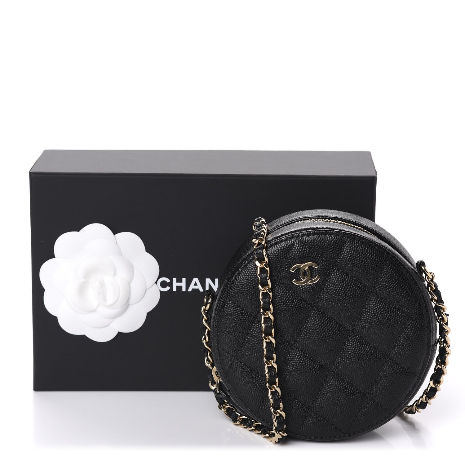 Chanel Caviar Quilted Round Clutch With Chain Black 11 of 11
