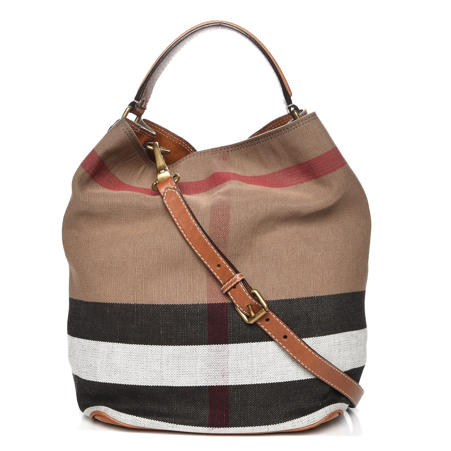Burberry Canvas Mega Check Medium Susanna Hobo Saddle Brown 1 of 10