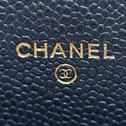 Chanel Iridescent Caviar Quilted Large Gusset Flap Wallet Dark Blue 6 of 11